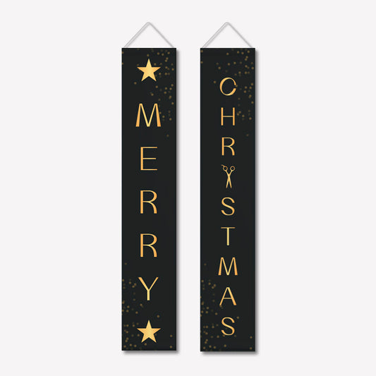 Kerst Banner Zwart Set van 2