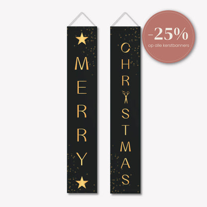 Kerst Banner Zwart Set van 2