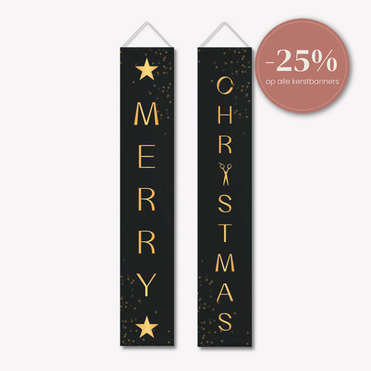 Kerst Banner Zwart Set van 2